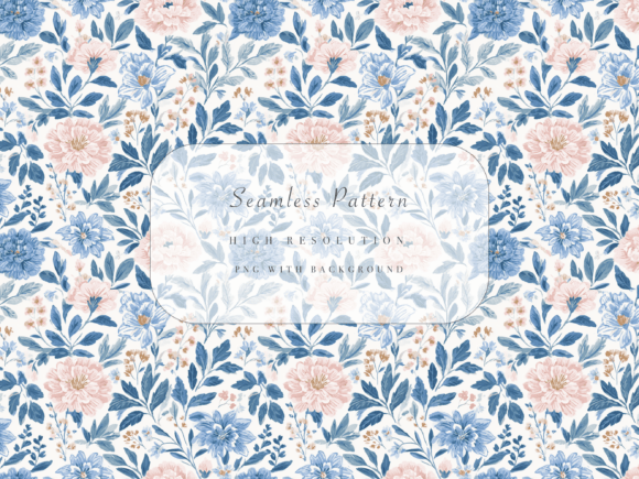 Blue and Blush Watercolor Floral Seamless Pattern PNG: A Versatile Design Element