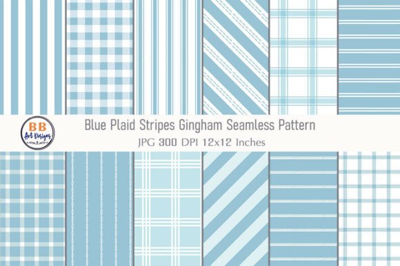 Blue Plaid Stripe Gingham Pattern Paper