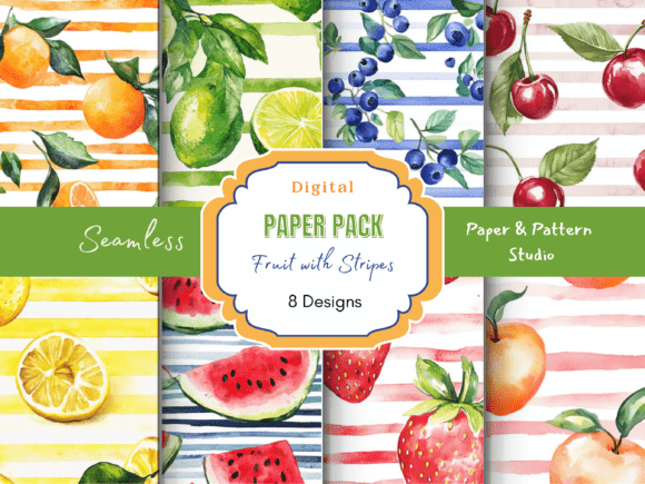 Fruit with Striped Pattern Seamless for Creative Projects
