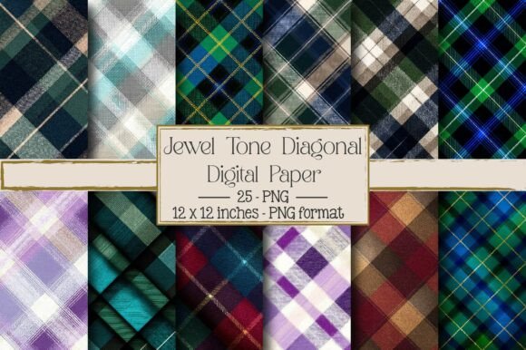 Jewel Tone Diagonal Plaid Designs for Creative Projects