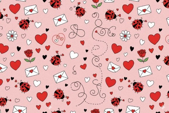 Ladybug Valentine Pattern Paper Love Bug