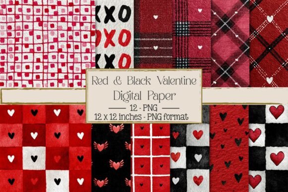 Red Black Valentine Pattern Paper Love: A Versatile Design Asset for Creative Projects