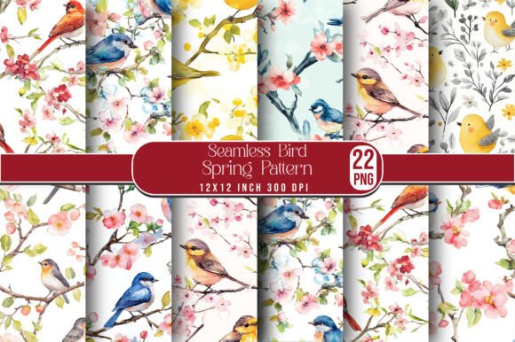 Seamless Bird Spring Pattern – A Creative Tool for Designers and Craft Enthusiasts
