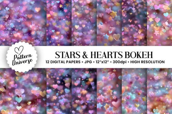 Stars and Hearts Bokeh Digital Papers: A Creative Tool for Crafting, Designing, and More