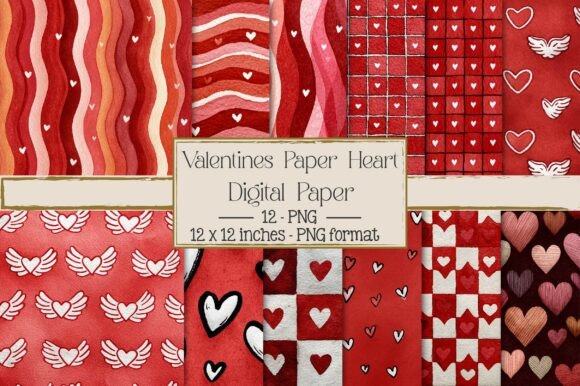 Valentine Pattern Paper Heart Designs for Creative Projects