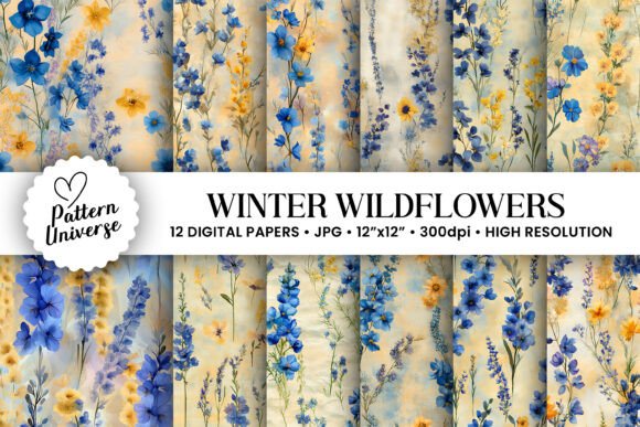 Watercolor Winter Wildflowers Pattern
