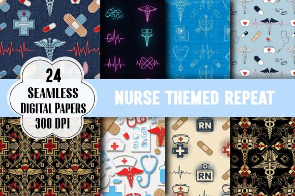 Welcome to the World of Endless Creativity with the Nurse Themed Repeat Pattern